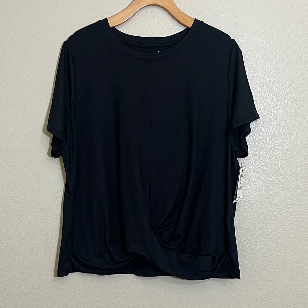 NWT Ideology Classic Black Plus Size Twist Top